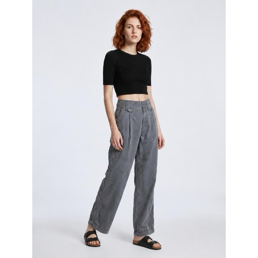 Sundance Tencel Pants Women 8 Gray‎ Wide Leg Trouser Flowy Casual Boho